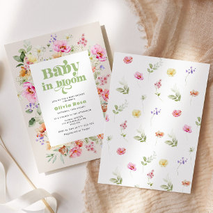 Invitación Bebé de flores silvestres en una ducha de bebé