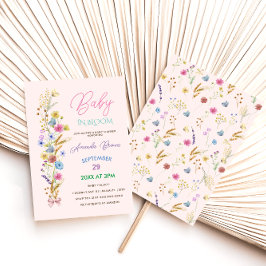 Invitación Bebé de flores silvestres en una ducha de bebé ros