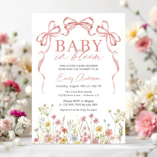 Invitación Bebé de flores silvestres en una ducha de Chica de