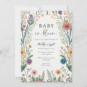 Invitación Bebé de flores silvestres en una ducha de flores