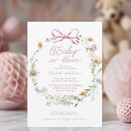 Invitación Bebé de flores silvestres rosadas en Baby Shower e