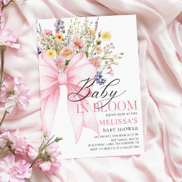 Invitación Bebé de flores silvestres rosadas en Baby Shower e
