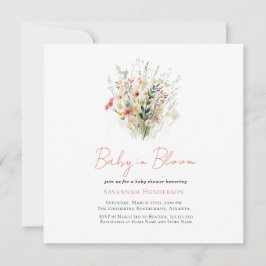 Invitación Bebé de flores silvestres rosadas en el Baby Showe