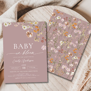 Invitación Bebé de flores silvestres rosadas en el Baby Showe