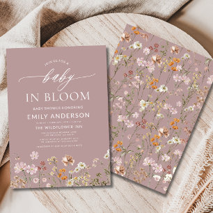 Invitación Bebé de flores silvestres rosadas en el Baby Showe