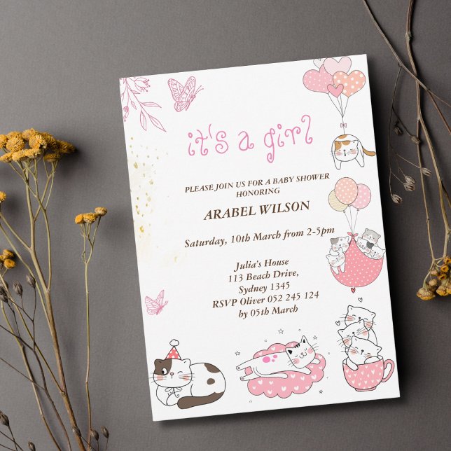 Invitación bebe de gatito con ducha de bebé (Subido por el creador)
