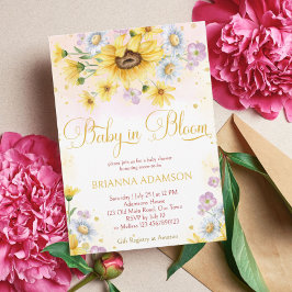 Invitación Bebé de girasol de margarita salvaje en una ducha