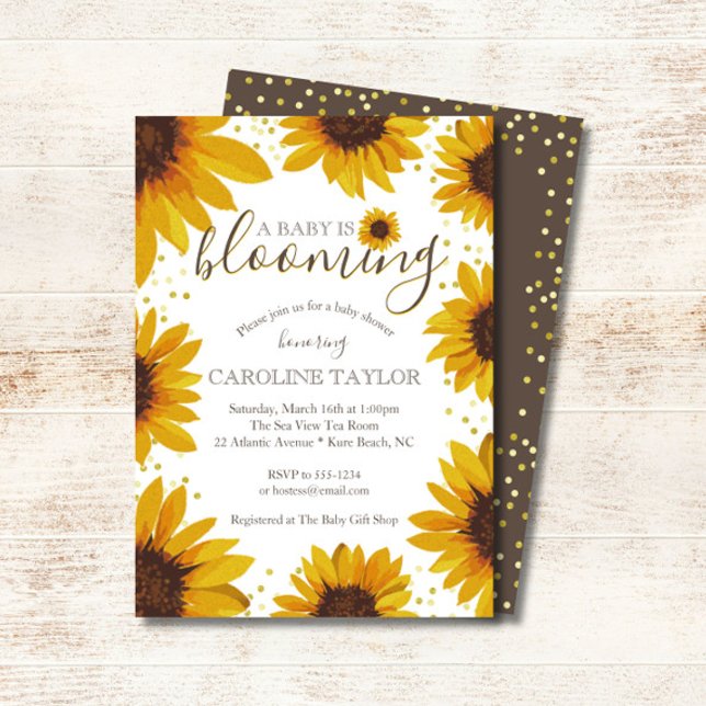 Invitación Bebé de girasol ruso está floreciendo en la ducha (Subido por el creador)