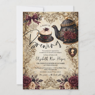 Invitación Bebé de Halloween está en camino Vintage Gótico