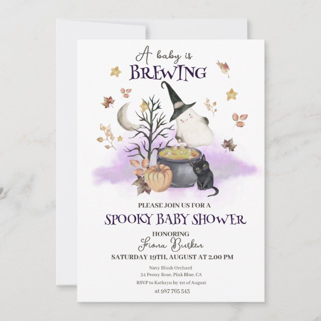 Invitación Bebé de Halloween está preparando Baby Shower (Anverso)