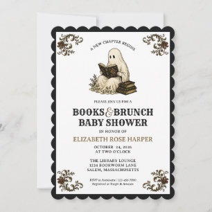 Invitación Bebé de Halloween Una Nueva Capítulo Fantasma Vint