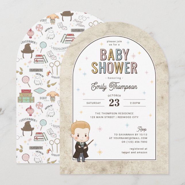 Invitación Bebé de Harry Potter Chibi Draco Malfoy Fiesta de  (Anverso / Reverso)