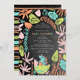 Invitación Bebé de Hatching lindo Dino Chalkboard Baby Shower