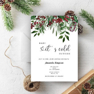 Invitación Bebé de hoja perenne está frío afuera baby shower