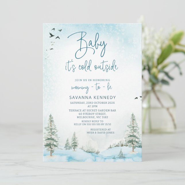 Invitación Bebé de invierno atmosférico es Baby Shower frío (Anverso de pie)