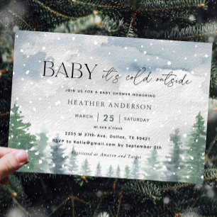 Invitación Bebé de invierno de nieve hace frío fuera de Baby 