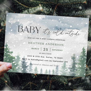 Invitación Bebé de invierno de nieve hace frío fuera de Baby 