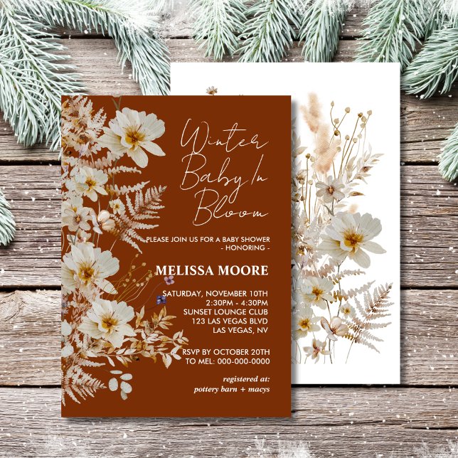 Invitación Bebé de invierno en flor de flores silvestres duch (Subido por el creador)