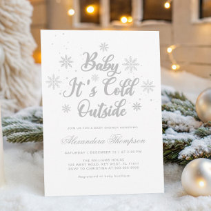 Invitación Bebé de Invierno Está Frío Afuera Celebración de B