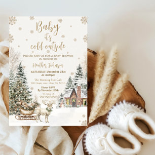 Invitación Bebé de Invierno Está Frío, Ducha de Bebé Copos de