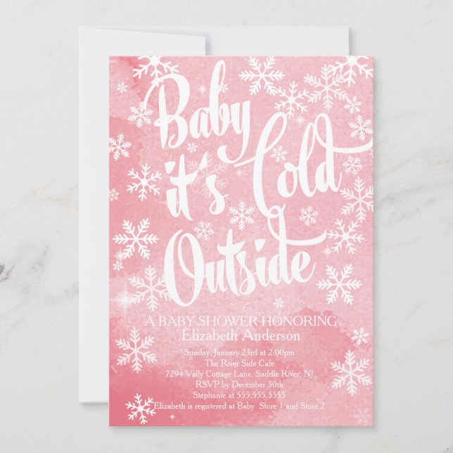 Invitación Bebé de invierno hace frío fuera de Chicas Baby Sh (Anverso)