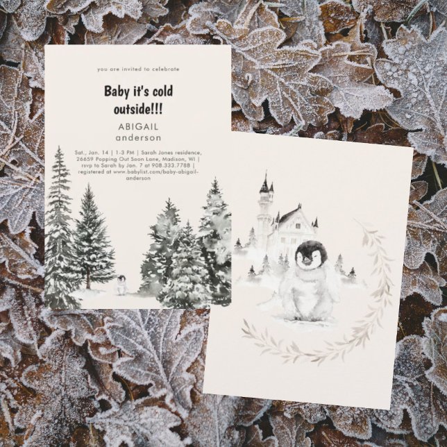 Invitación Bebé de invierno hace frío fuera de la ducha de ár (Subido por el creador)