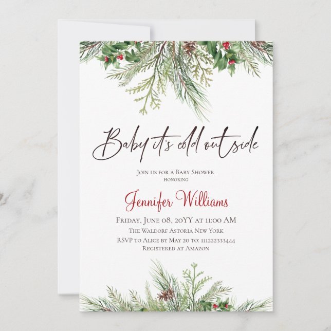 Invitación Bebé de invierno hace frío fuera del Baby Shower d (Anverso)