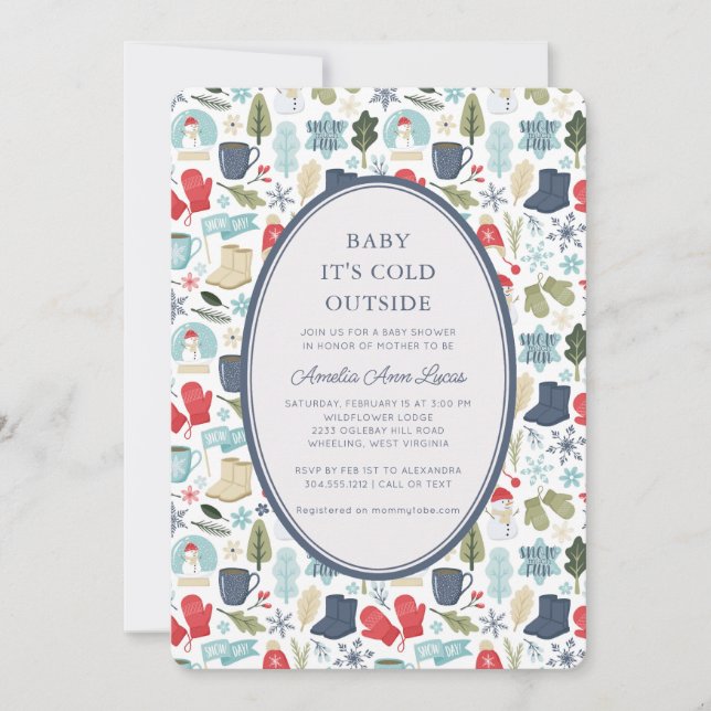 Invitación Bebé de invierno hace frío fuera del Baby Shower l (Anverso)