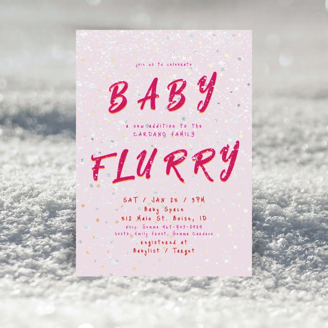 Invitación Bebé de Invierno | Tormenta de Nieve Rosa (Subido por el creador)