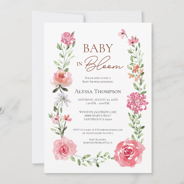 Invitación Bebé de jardín en el Baby Shower de Bloom (Anverso)