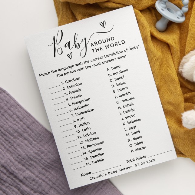 Invitación Bebé de juego de Baby Shower alrededor de la tarje (Subido por el creador)