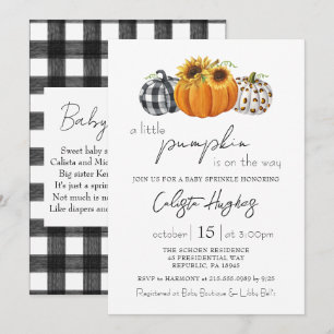 Invitación Bebé de la pequeña calabaza de otoño regadera de g