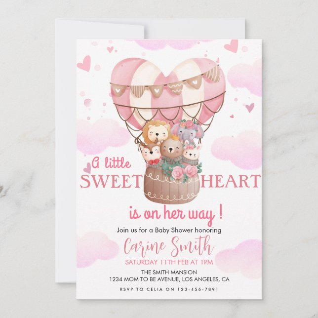 Invitación Bebé de la selva de globos de aire caliente Ducha  (Anverso)