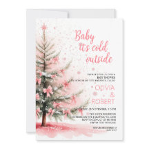 Bebé de lazo rosa y árbol de Navidad