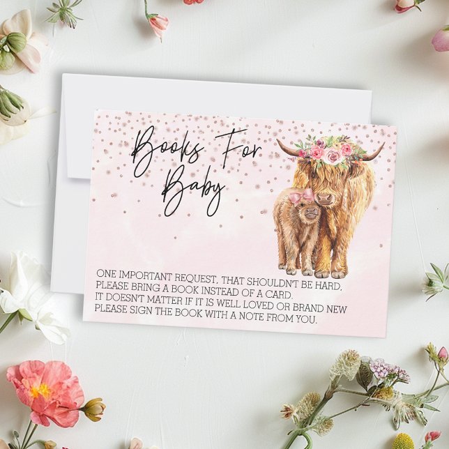 Invitación Bebé de libros Baby Shower rosados de vaca en el H (Subido por el creador)