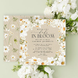 Invitación Bebé de margarita floral en ducha de papel Kraft e