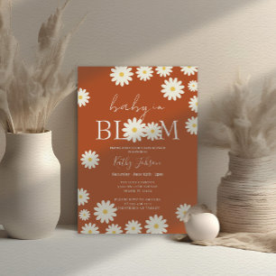 Invitación Bebé de margarita floral retro Groovy en ducha de