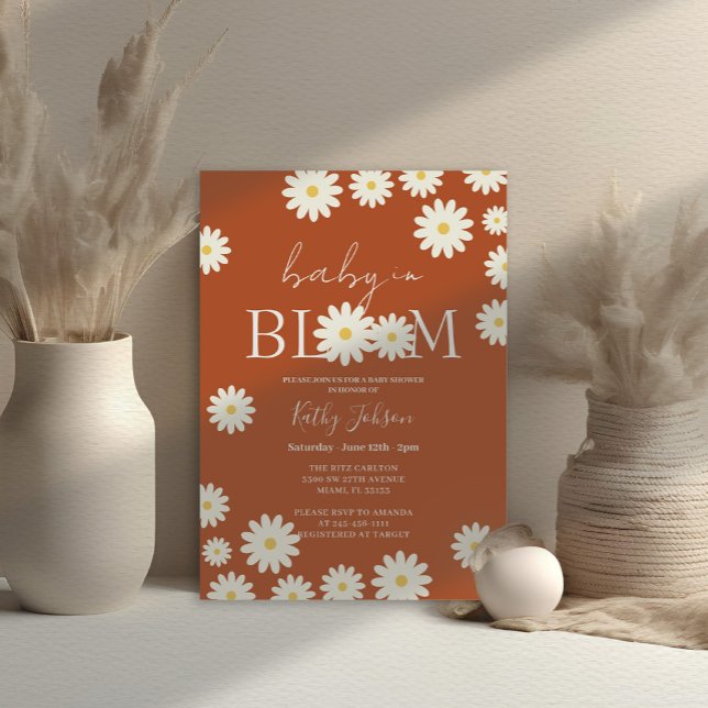 Invitación Bebé de margarita floral retro Groovy en ducha de  (Subido por el creador)