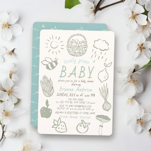 Invitación Bebé de Mercado Local Doodle Niño Baby Shower