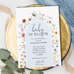Invitación Bebé de moda en Bloom Blue Boy Baby Shower