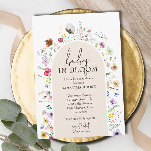 Invitación Bebé de moda en el floreciente Baby Shower de marf