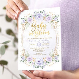 Invitación Bebé de moda en la ducha de Chica morado de oro fl