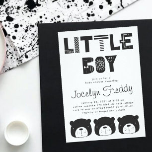 Invitación Bebé de montaña   Oso negro   Boy Baby Shower