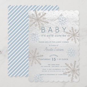 Invitación Bebé de nevada azul frío fuera de Baby Shower