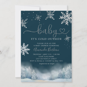 Invitación Bebé de nieve en invierno hace frío fuera de Baby 