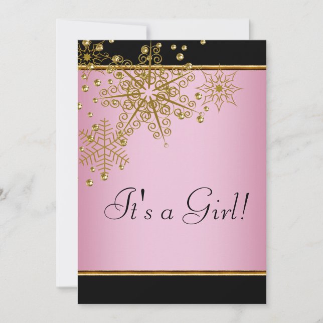 Invitación Bebé de Nieve Rosa (Anverso)