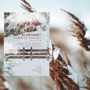 Invitación Bebé de nieve rústico hace frío afuera