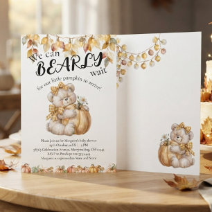 Invitación Bebé de Oso de Acuarela Esperando con Ansias Fiest