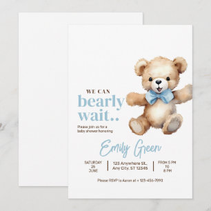 Invitación Bebé de oso de peluche, apenas podemos esperar niñ