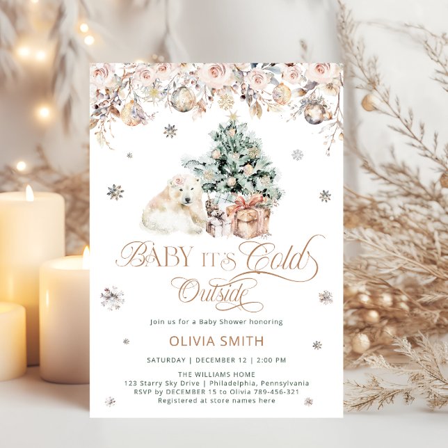 Invitación Bebé de oso polar está frío fuera de Baby Shower (Subido por el creador)